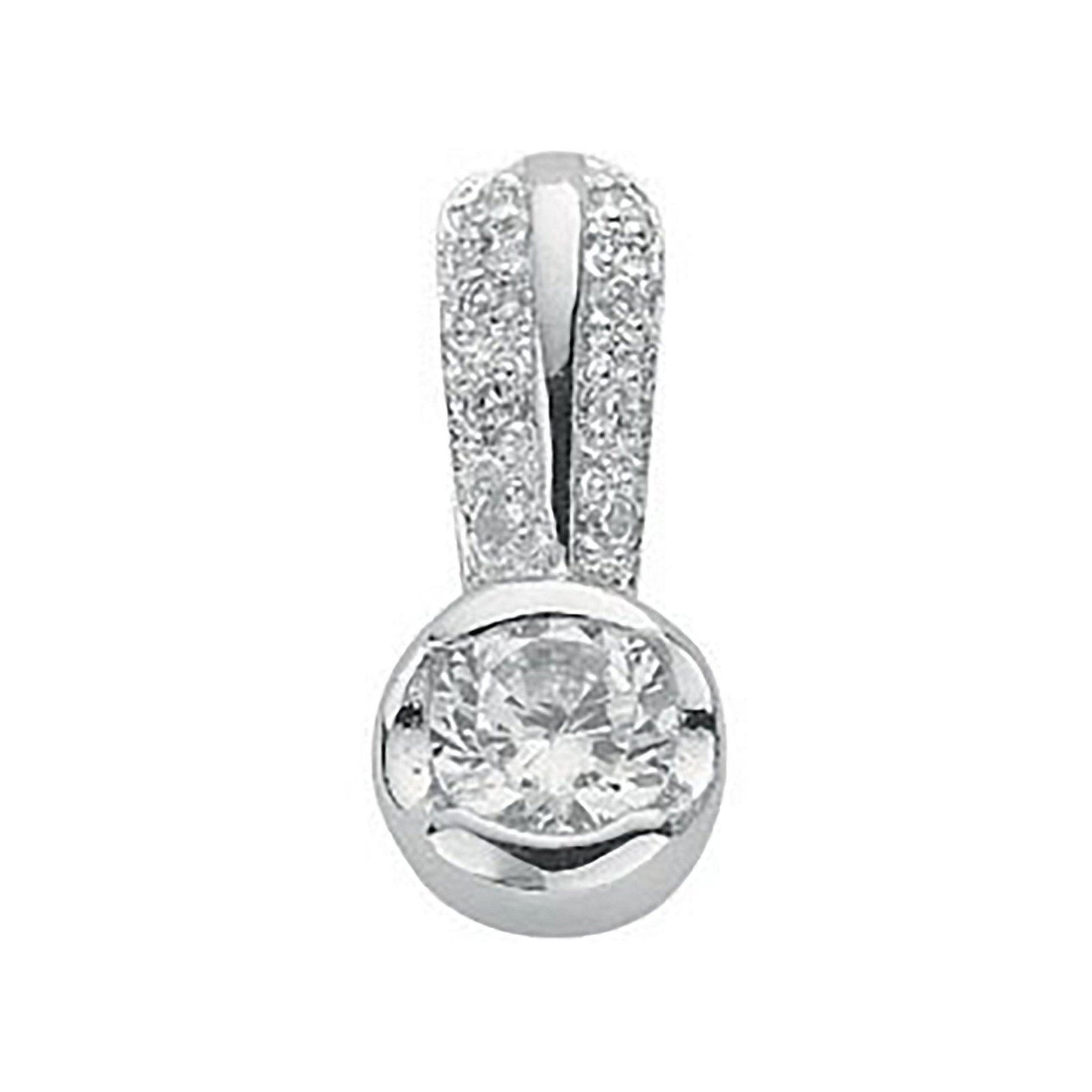 Silver Rubover Set Cubic Zirconia Single Stone Pendant - Fine Necklace - Certified Authentic – Luxury Jewellery by Imp